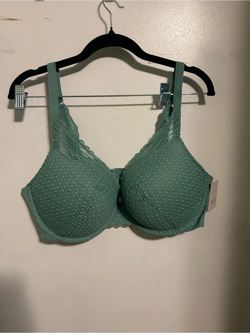 Auden Sage Green Lace-Trim Underwire Bra